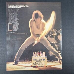 1987 Advent Loudspeakers‎ 20th Birthday Vintage Print Ad Jensen Smashing Guitar